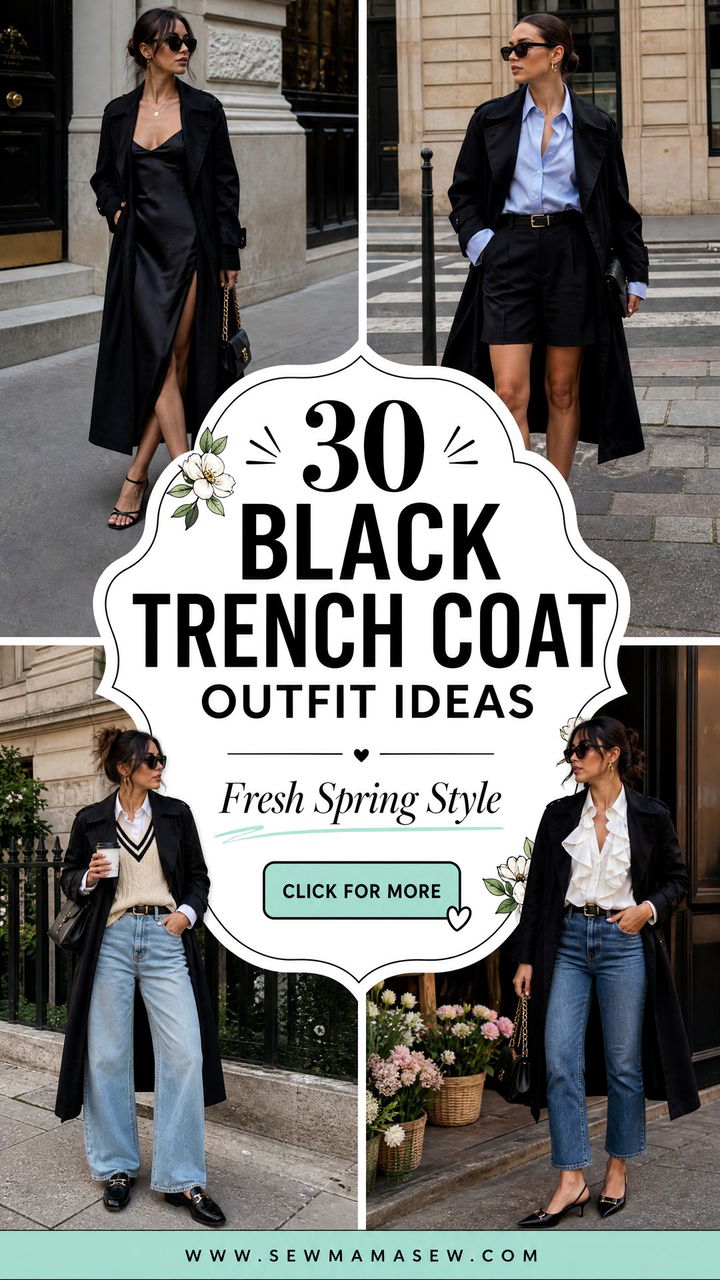 30 Black Trench Coat Outfit Ideas for Spring Style - 30 Black Trench Coat Outfit Ideas for Spring Style