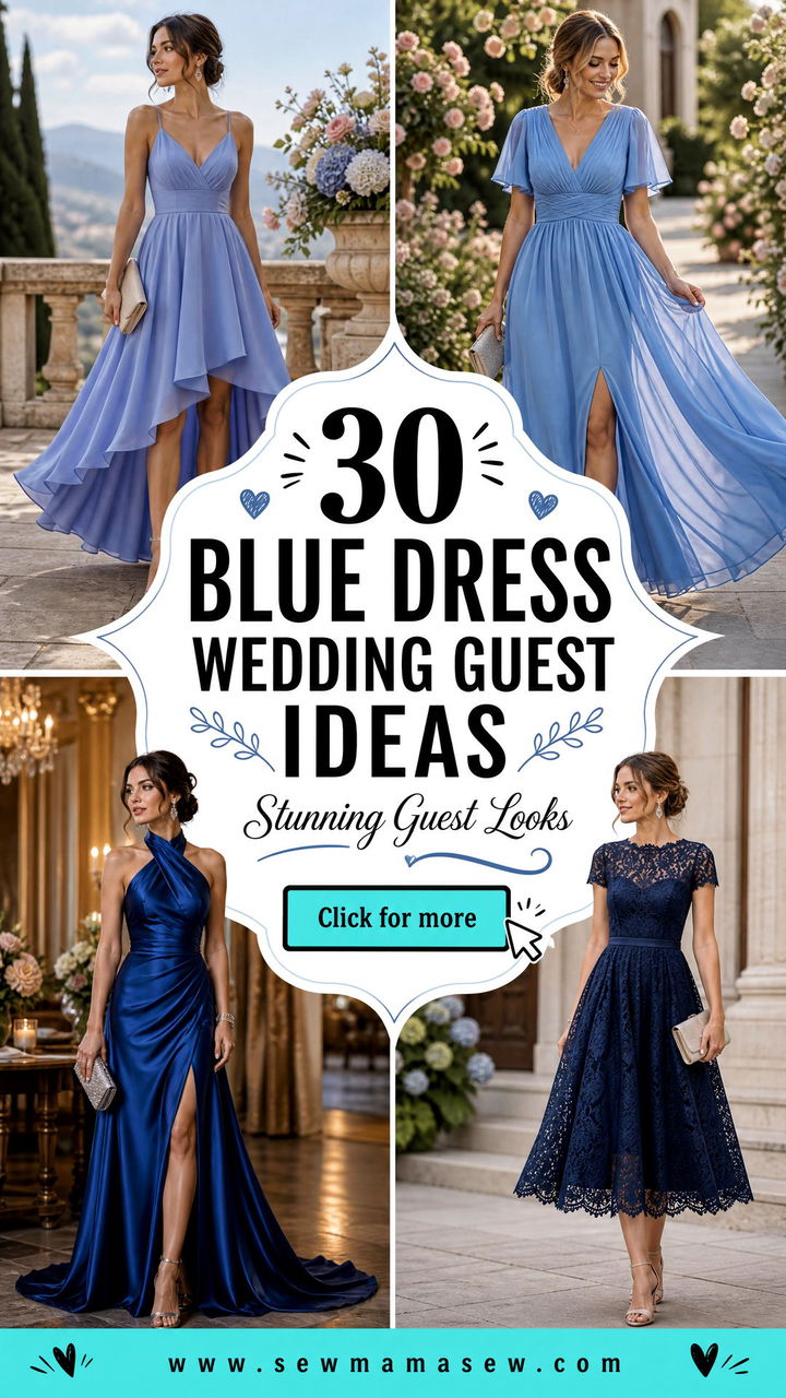 30 Blue Dress Outfit Ideas for Wedding Guest Looks - 30 Blue Dress Outfit Ideas for Wedding Guest Looks