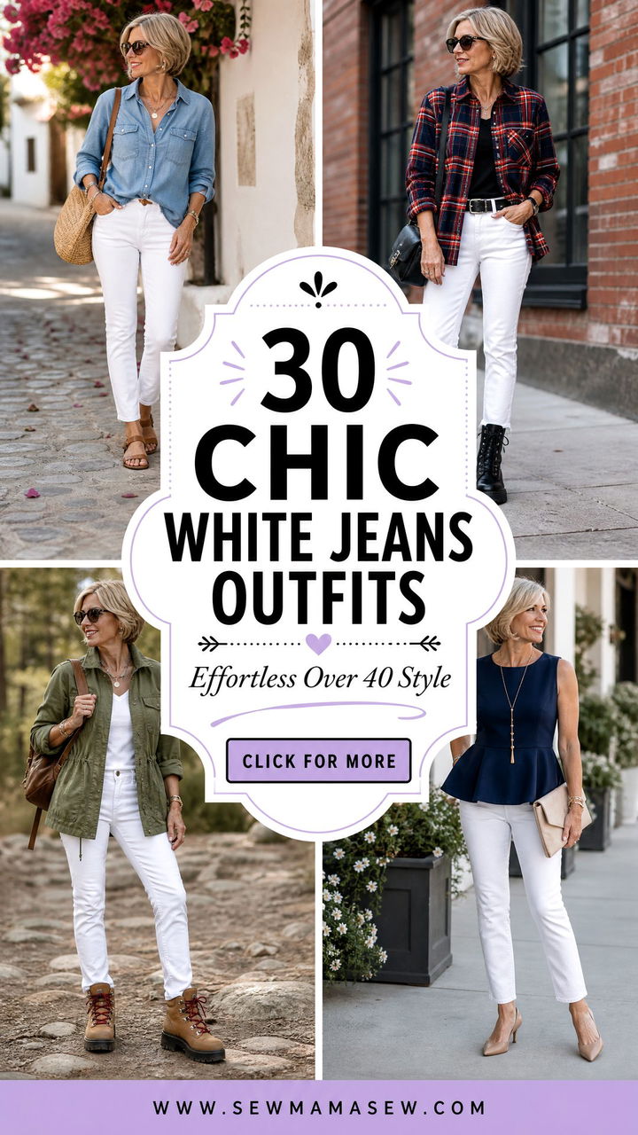 30 Chic White Jeans Outfits for Women Over 40 - 30 Chic White Jeans Outfits for Women Over 40