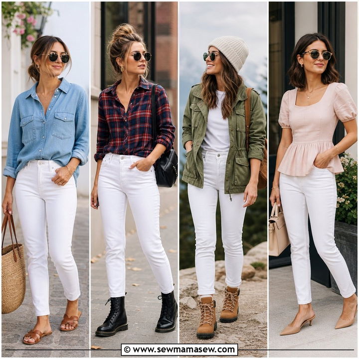 30 Chic White Jeans Outfits for Women Over 40