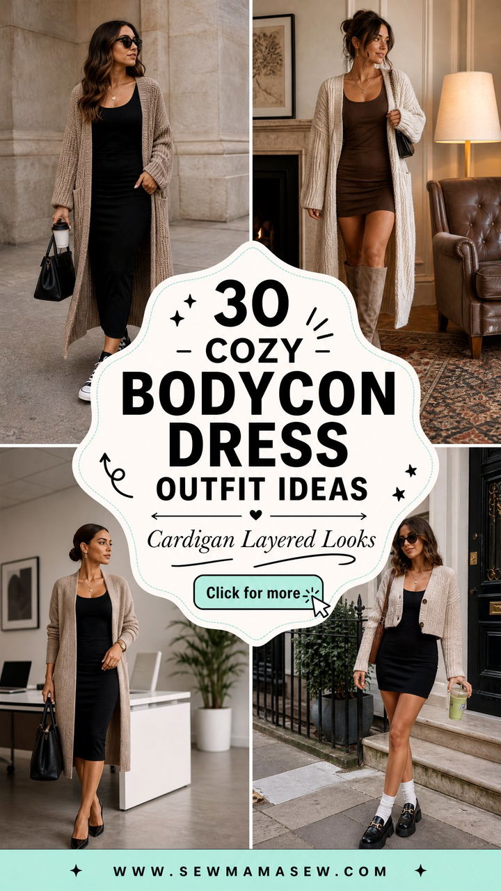 30 Cozy Bodycon Dress Outfit Ideas With a Cardigan - 30 Cozy Bodycon Dress Outfit Ideas With a Cardigan