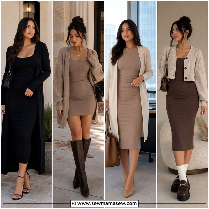 30 Cozy Bodycon Dress Outfit Ideas With a Cardigan