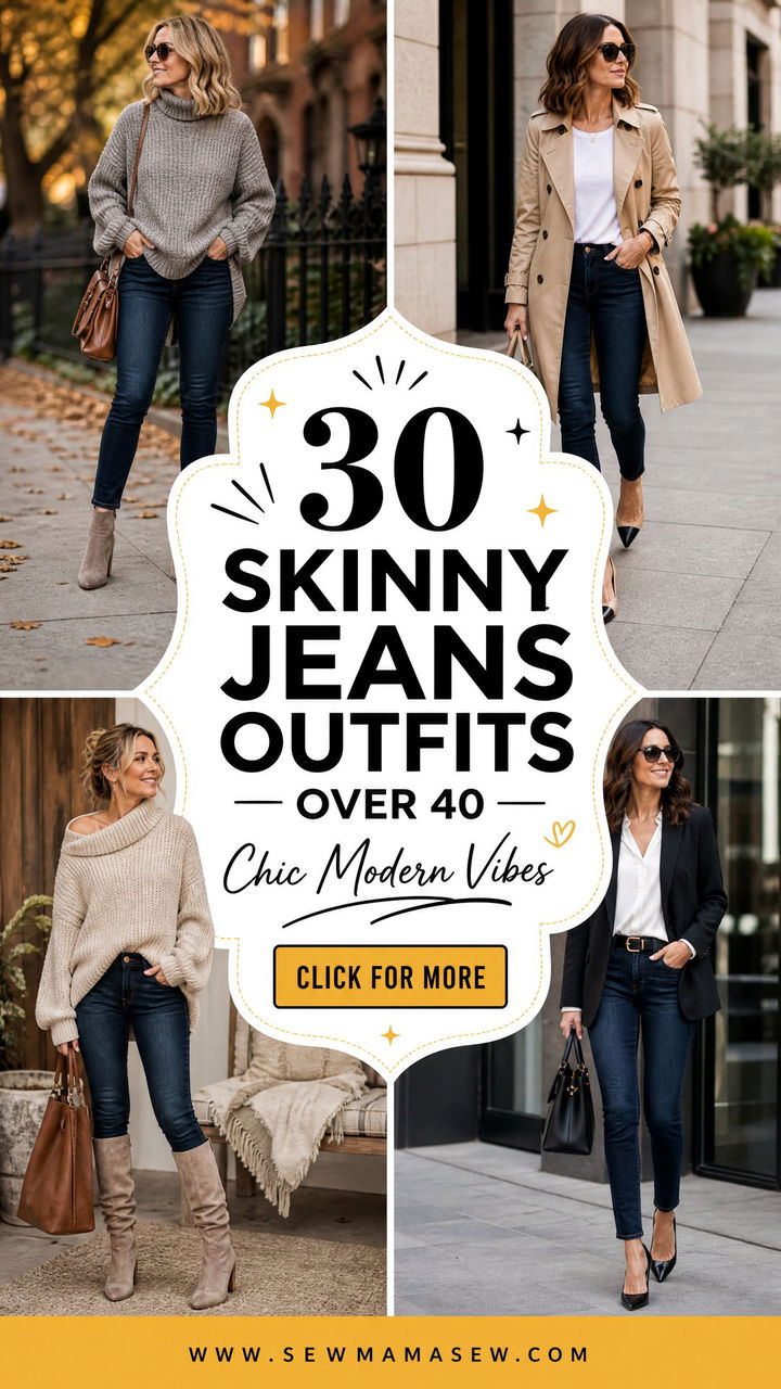 30 Skinny Jeans Outfits for Women Over 40 Chic and Modern - 30 Skinny Jeans Outfits for Women Over 40: Chic & Modern