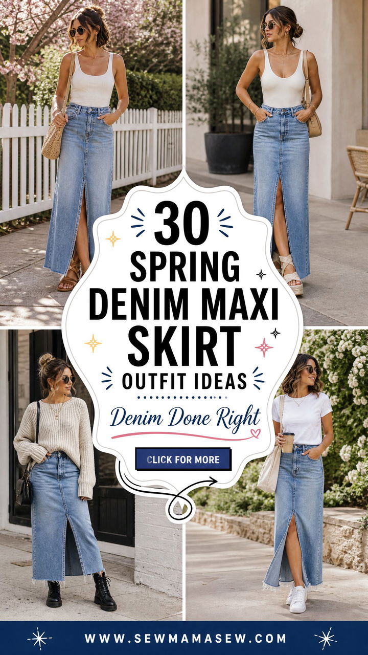 30 Spring Denim Maxi Skirt Outfit Ideas to Try - 30 Spring Denim Maxi Skirt Outfit Ideas to Try