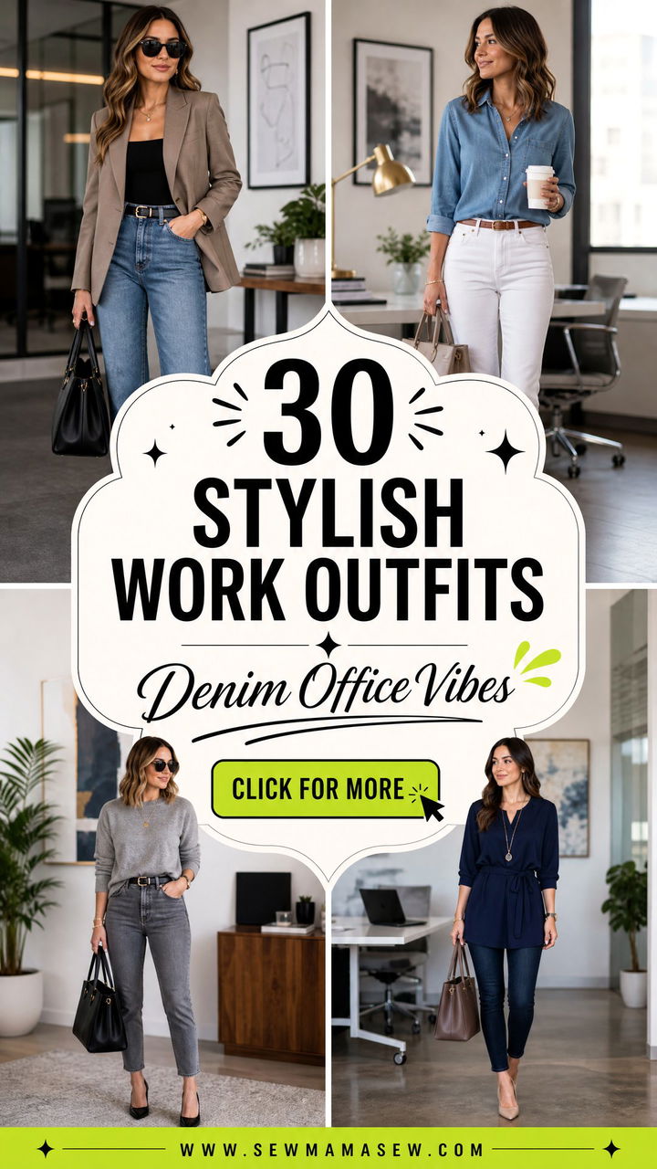 30 Stylish Work Outfits With Jeans for the Office - 30 Stylish Work Outfits With Jeans for the Office