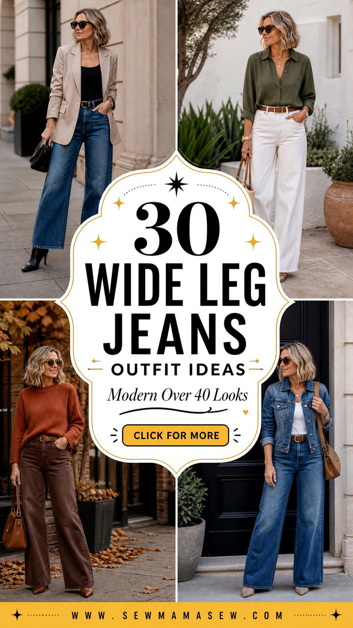 30 Wide Leg Jeans Outfit Ideas for Women Over 40 - 30 Wide Leg Jeans Outfit Ideas for Women Over 40
