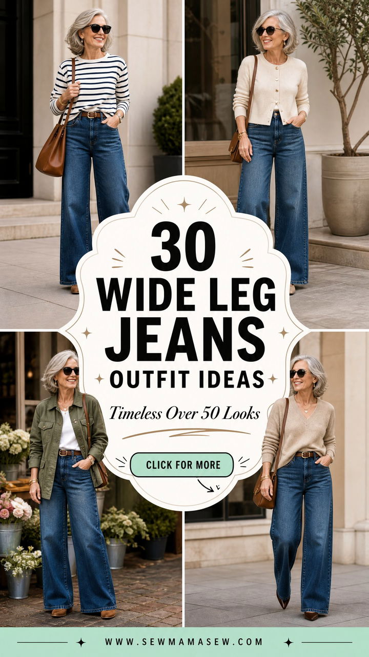 30 Wide Leg Jeans Outfit Ideas for Women Over 50 - 30 Wide Leg Jeans Outfit Ideas for Women Over 50