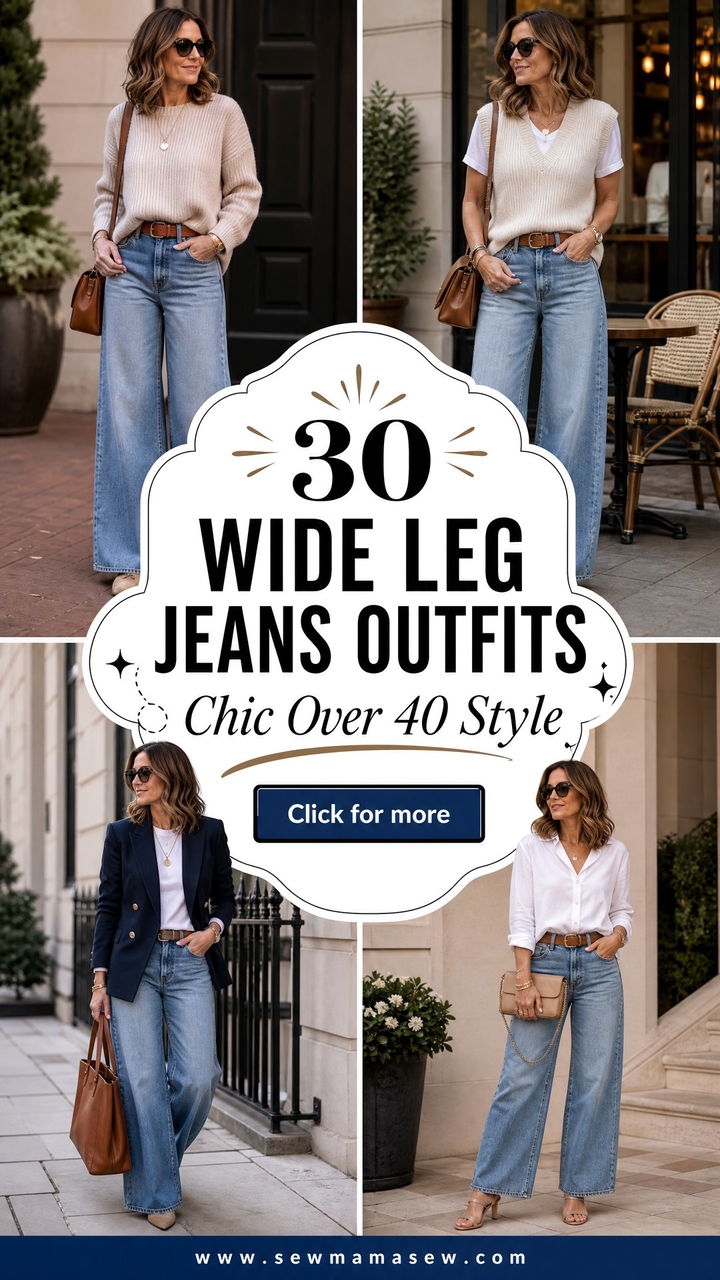 30 Wide Leg Jeans Outfits for Women Over 40 - 30 Wide Leg Jeans Outfits for Women Over 40