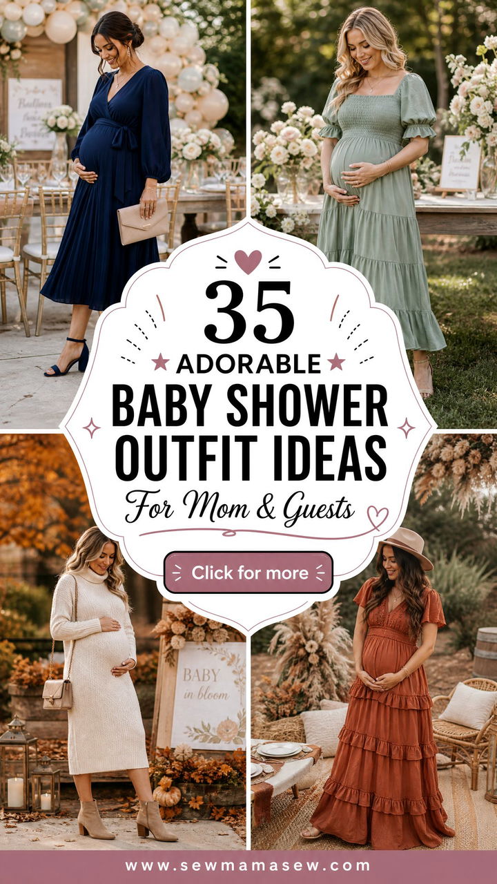 35 Adorable Baby Shower Outfit Ideas for Mom and Guests - 35 Adorable Baby Shower Outfit Ideas for Mom & Guests