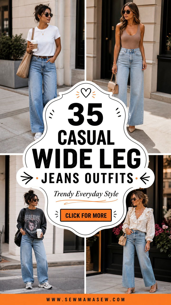 35 Casual Wide Leg Jeans Outfits for Trendy Everyday Style - 35 Casual Wide Leg Jeans Outfits for Trendy Everyday Style