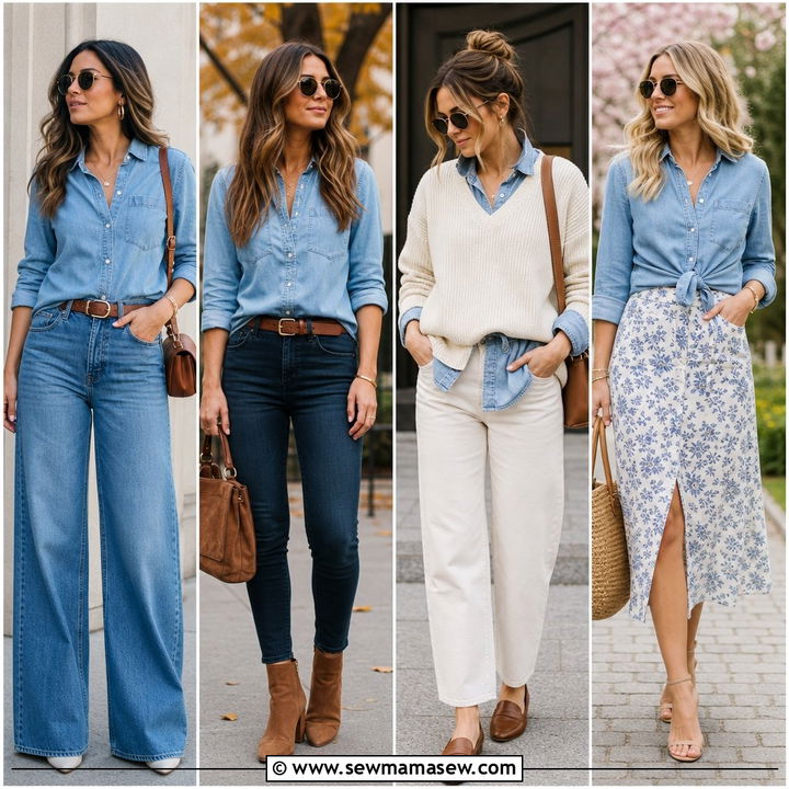 35 Chambray Shirt With Jeans Outfit Ideas to Try Now