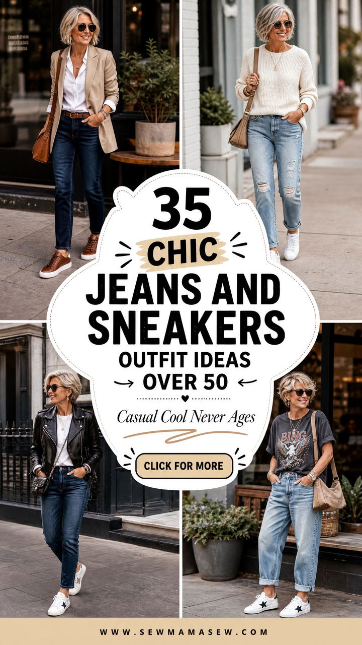 35 Chic Jeans and Sneakers Outfit Ideas Over 50 - 35 Chic Jeans and Sneakers Outfit Ideas Over 50