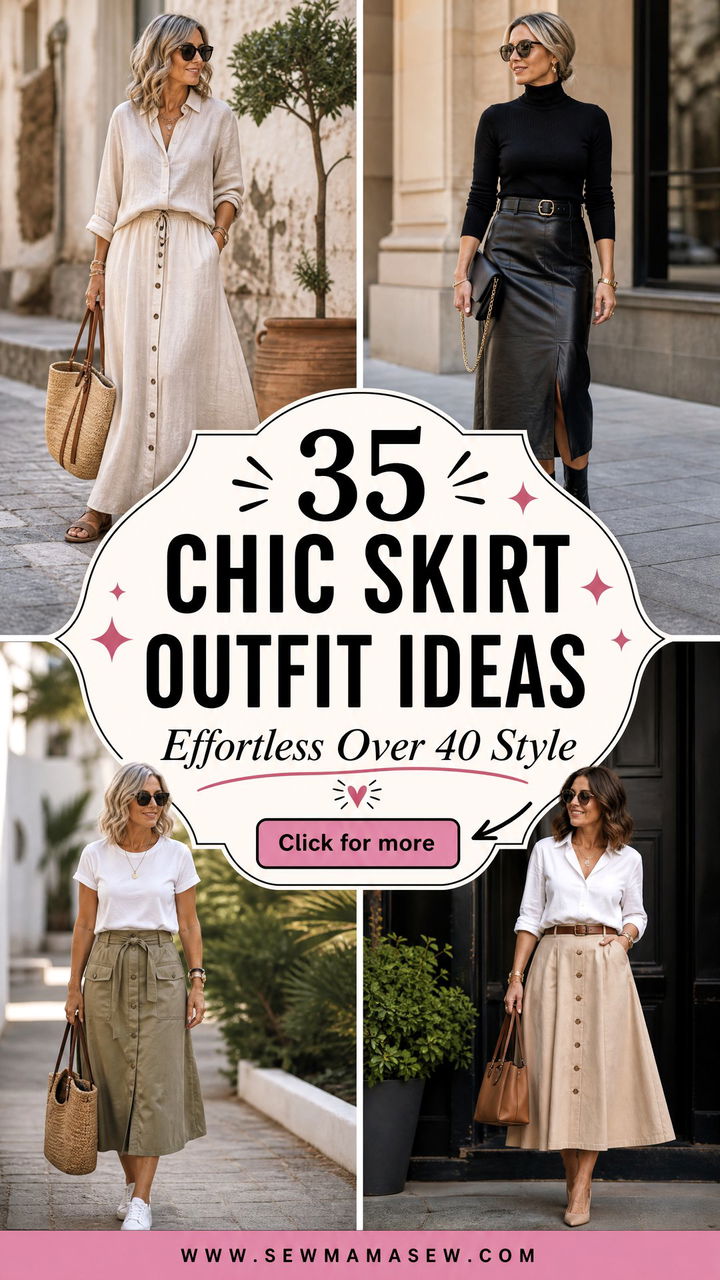 35 Chic Skirt Outfit Ideas for Women Over 40 - 35 Chic Skirt Outfit Ideas for Women Over 40