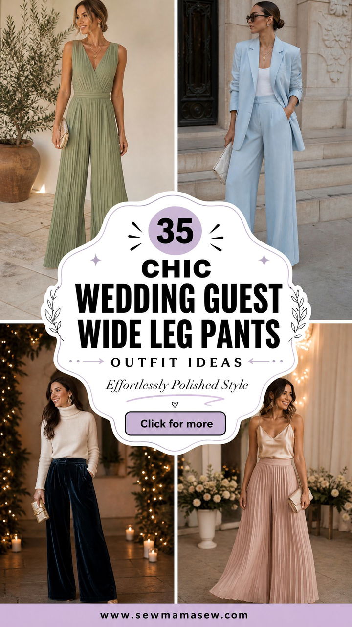 35 Chic Wedding Guest Wide Leg Pants Outfit Ideas - 35 Chic Wedding Guest Wide Leg Pants Outfit Ideas