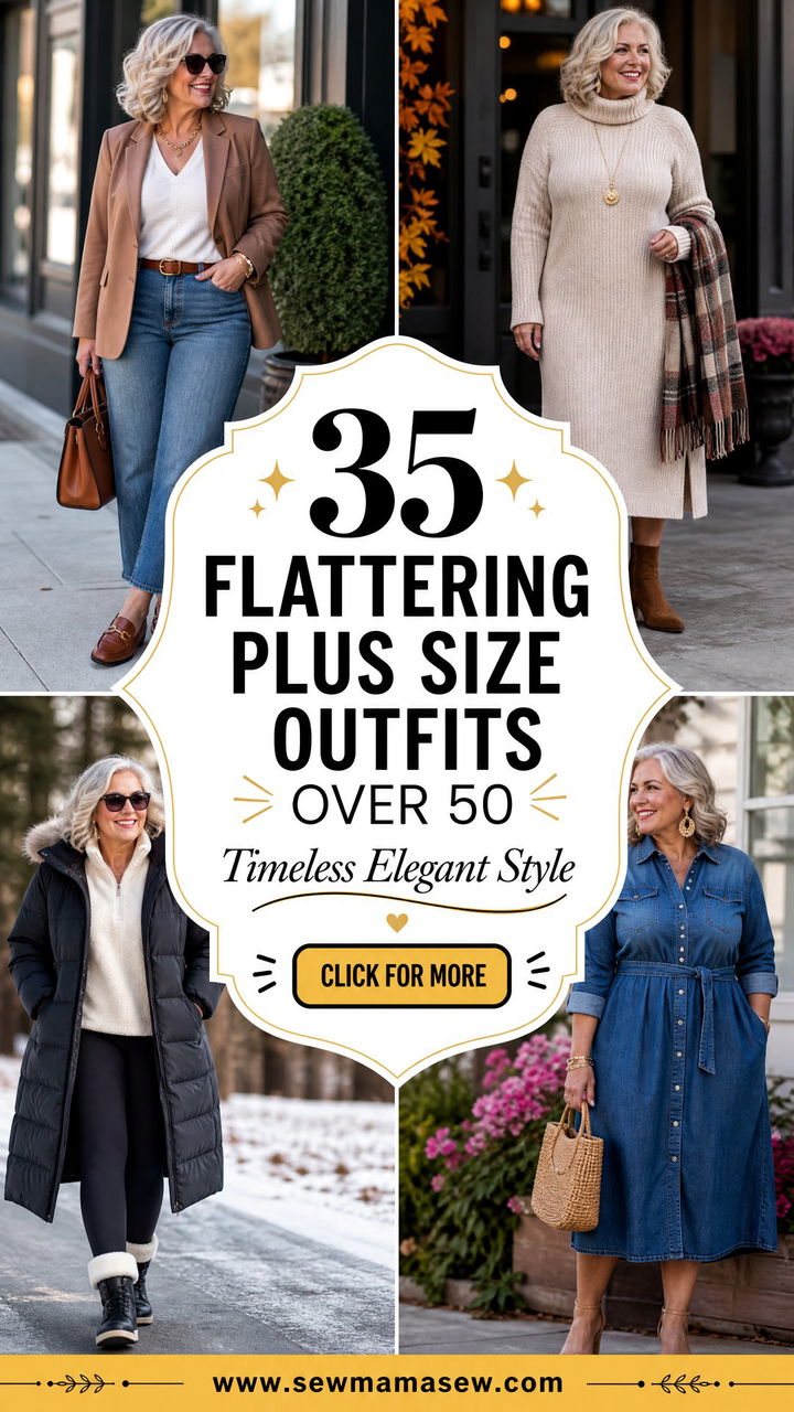 35 Flattering Plus Size Outfits for Women Over 50 - 35 Flattering Plus Size Outfits for Women Over 50