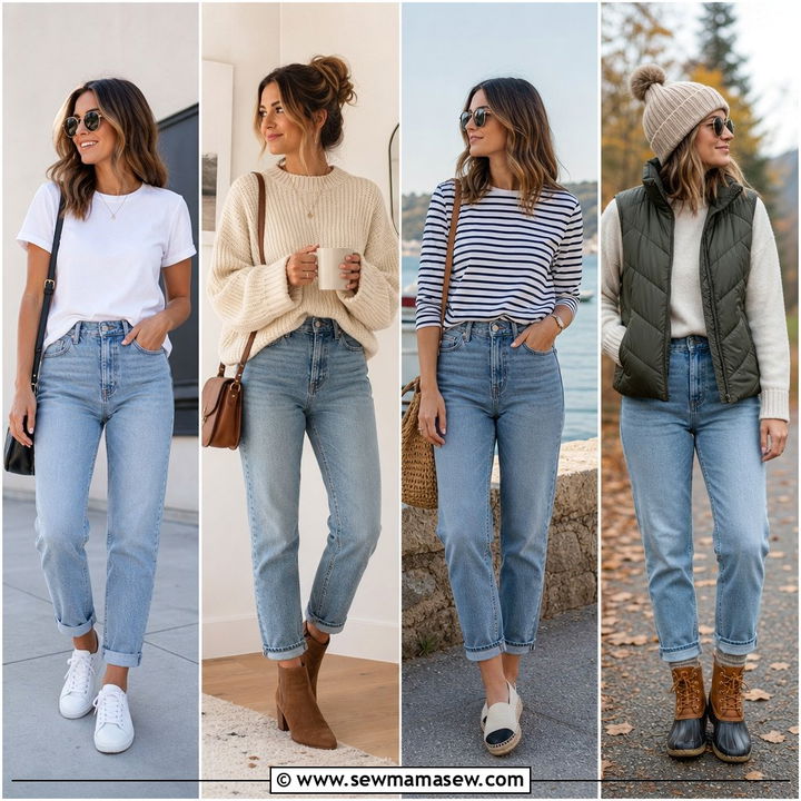 35 Mom Jeans Outfit Ideas for Women: Trendy Looks