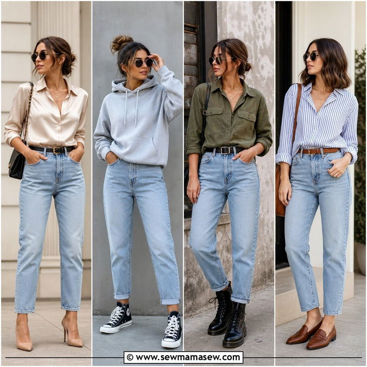 35 Mom Jeans Outfits for Women Over 40 Stylish Looks