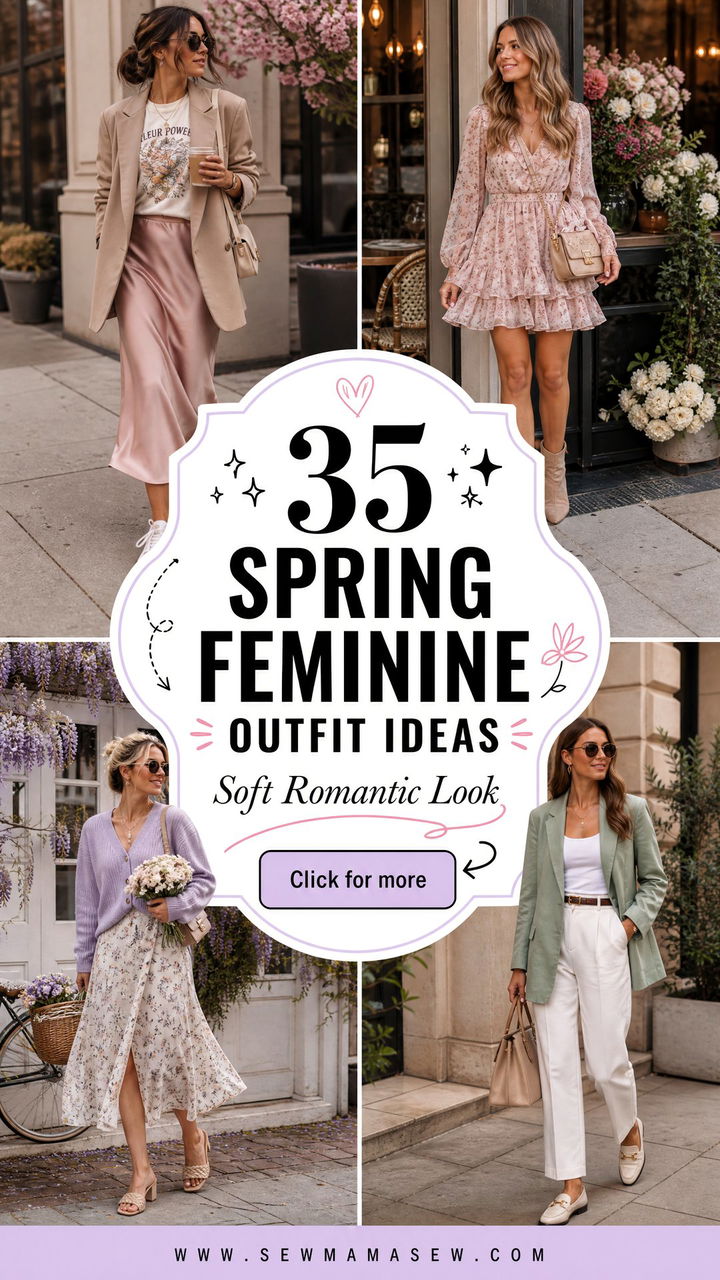35 Spring Feminine Outfit Ideas for a Soft Romantic Look - 35 Spring Feminine Outfit Ideas for a Soft, Romantic Look