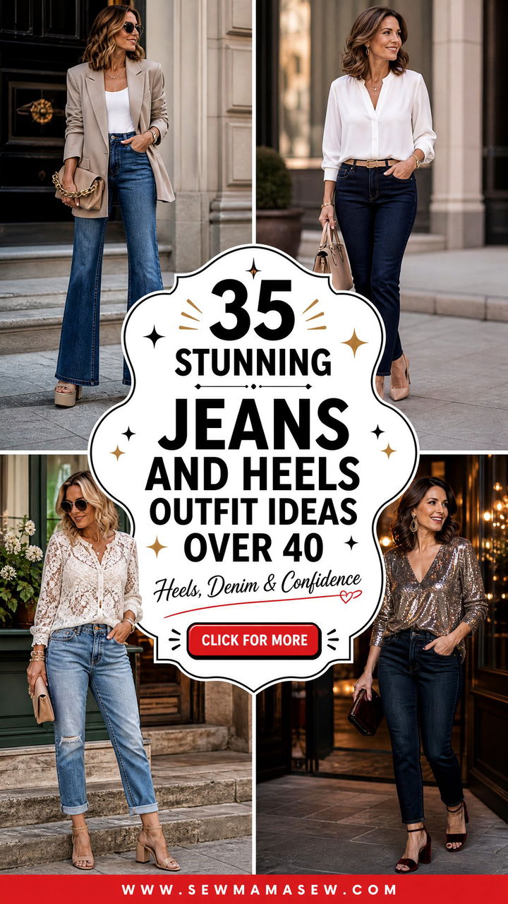 35 Stunning Jeans and Heels Outfit Ideas Over 40 - 35 Stunning Jeans and Heels Outfit Ideas Over 40