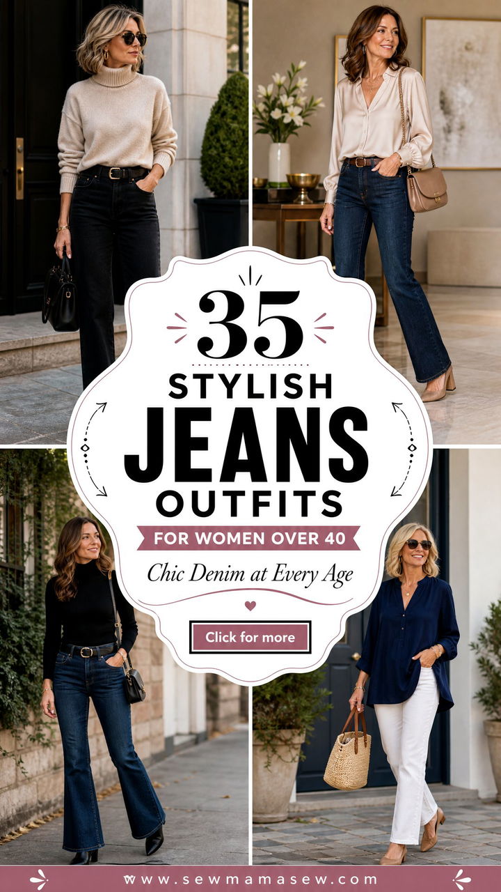 35 Stylish Jeans Outfits for Women Over 40 - 35 Stylish Jeans Outfits for Women Over 40