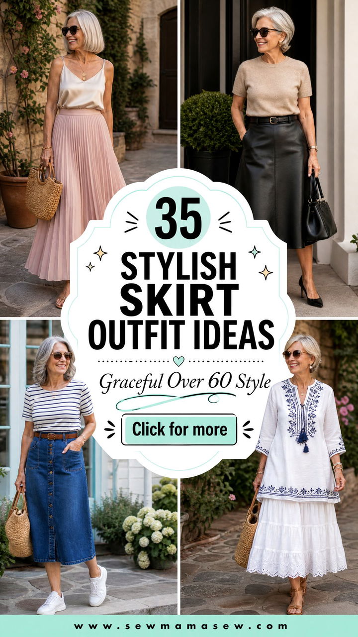 35 Stylish Skirt Outfit Ideas for Women Over 60 - 35 Stylish Skirt Outfit Ideas for Women Over 60