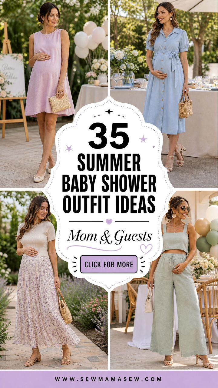 35 Summer Baby Shower Outfit Ideas for Mom and Guests - 35 Summer Baby Shower Outfit Ideas for Mom & Guests