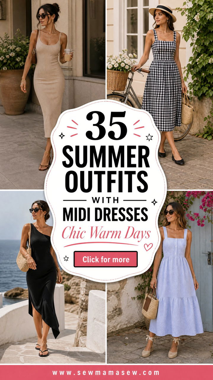 35 Summer Outfits With Midi Dresses for Chic Warm Days - 35 Summer Outfits With Midi Dresses for Chic Warm Days