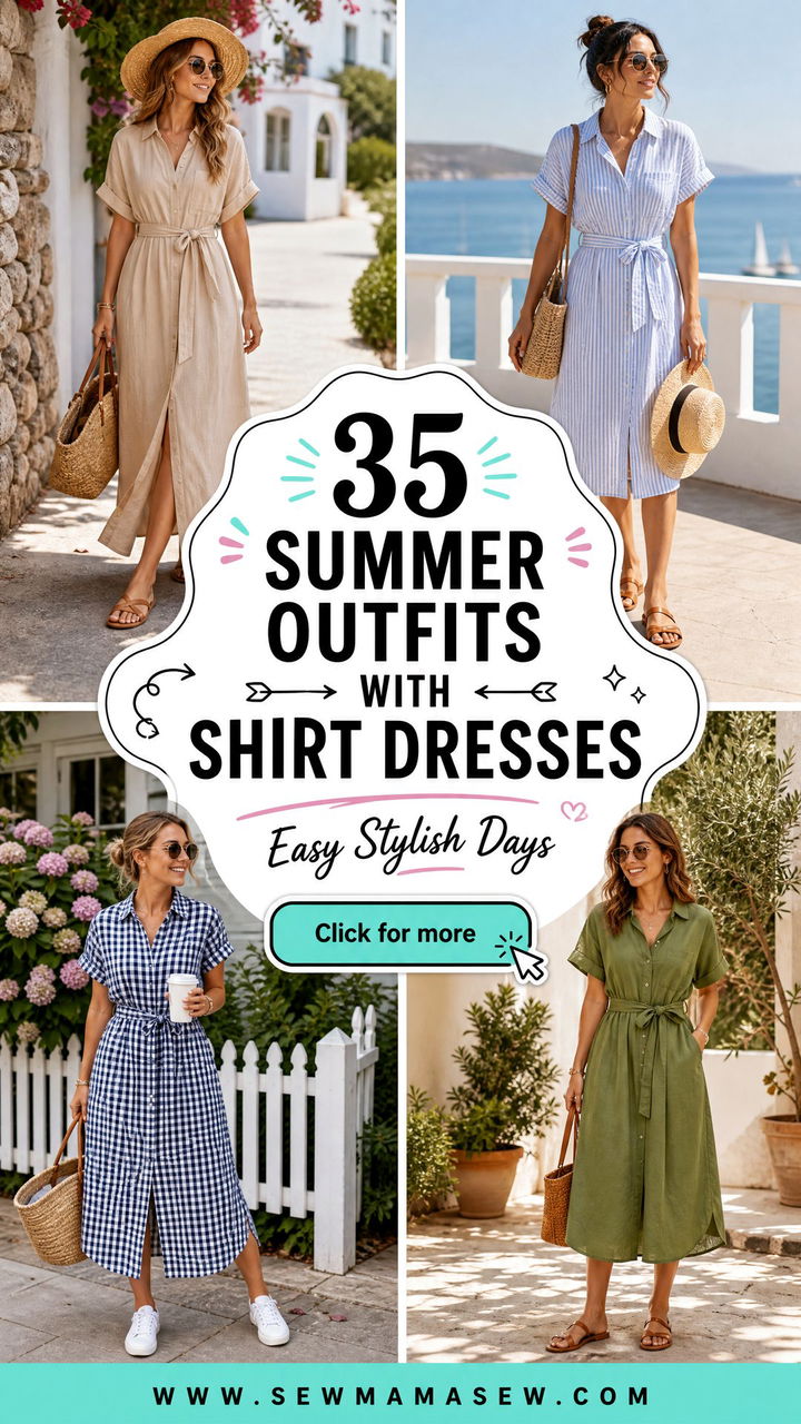 35 Summer Outfits With Shirt Dresses for Easy Style - 35 Summer Outfits With Shirt Dresses for Easy Style