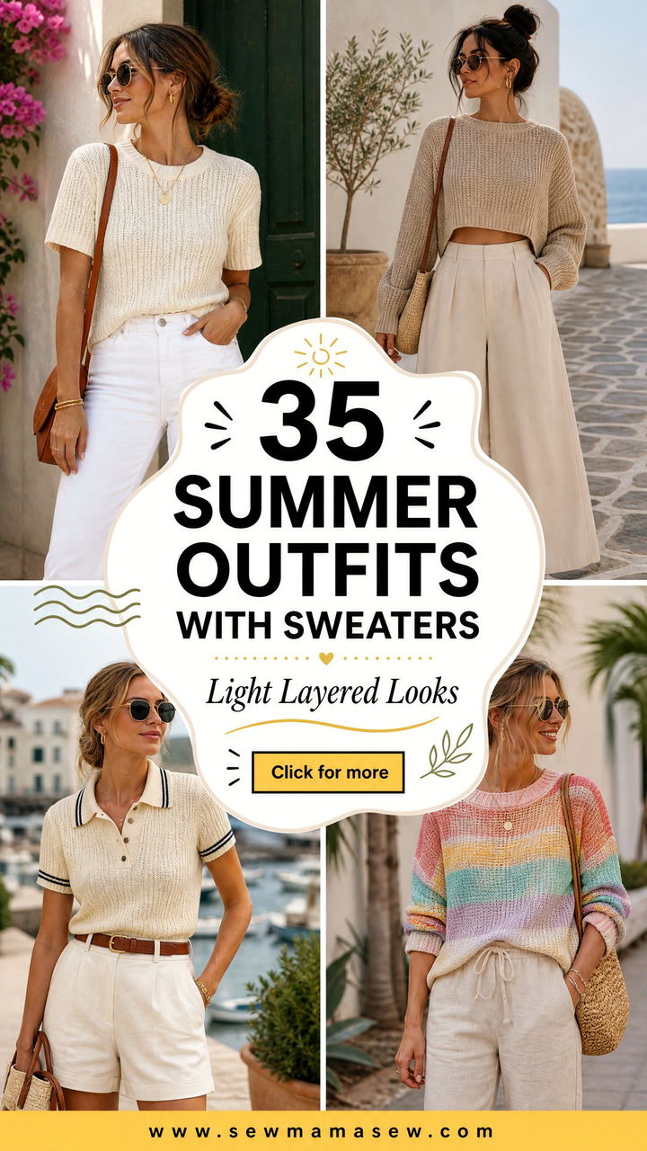 35 Summer Outfits With Sweaters for Light Layered Looks - 35 Summer Outfits With Sweaters for Light Layered Looks