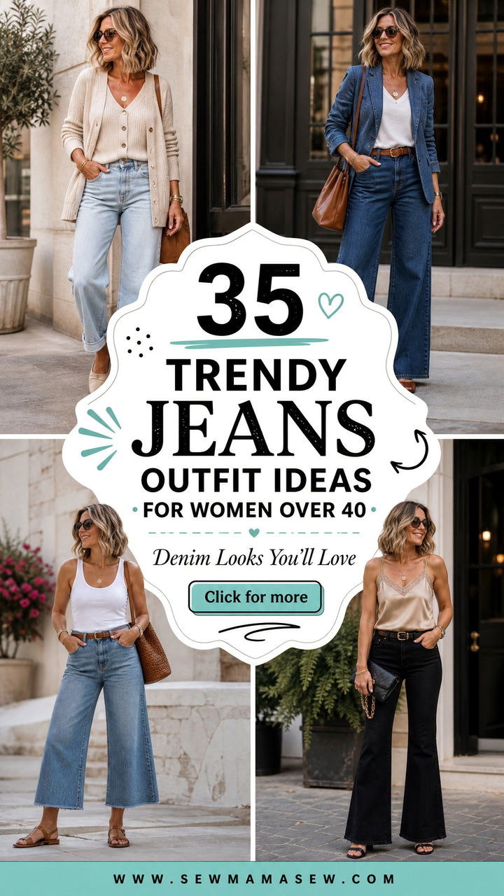 35 Trendy Jeans Outfit Ideas for Women Over 40 - 35 Trendy Jeans Outfit Ideas for Women Over 40
