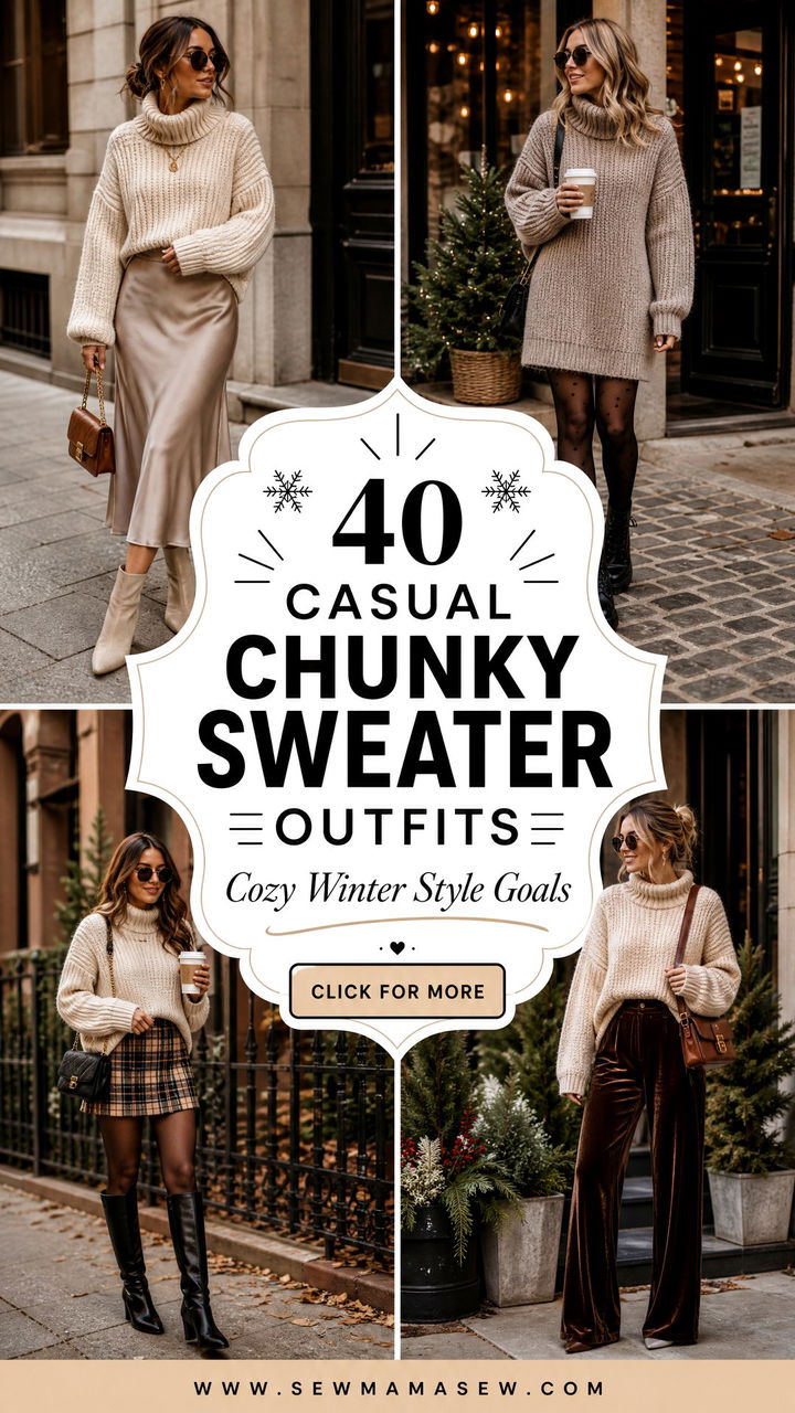40 Casual Chunky Sweater Outfits for Cozy Winter Style - 40 Casual Chunky Sweater Outfits for Cozy Winter Style