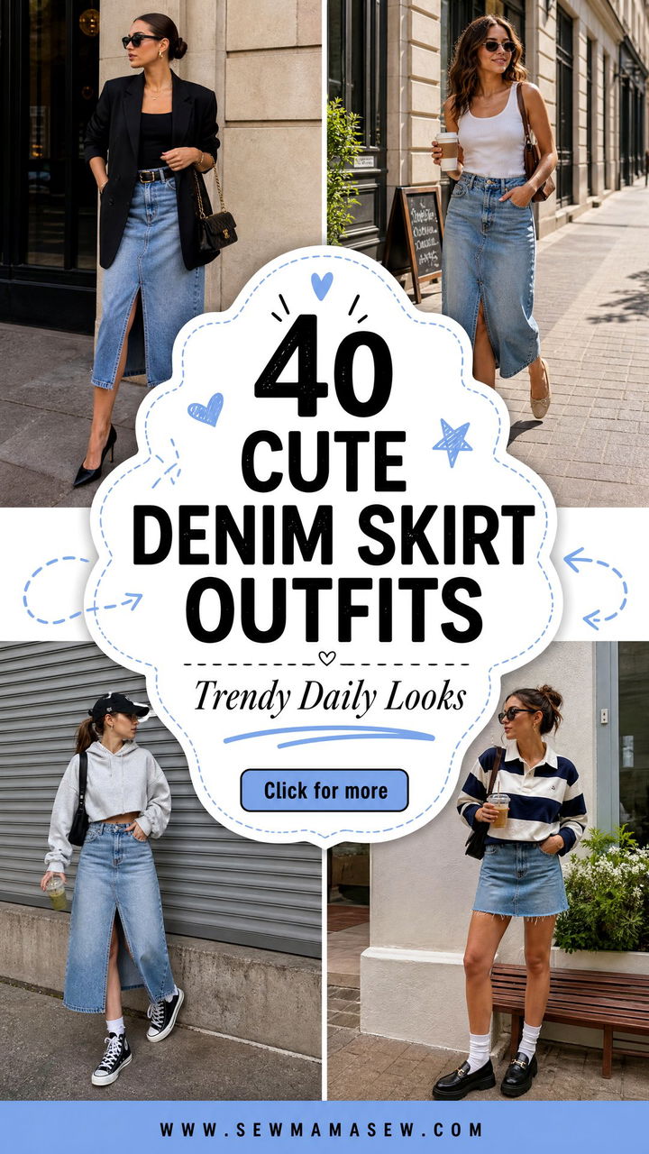 40 Cute Denim Skirt Outfits for Trendy Daily Looks - 40 Cute Denim Skirt Outfits for Trendy Daily Looks