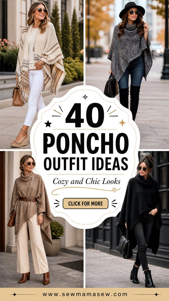 40 Poncho Outfit Ideas for Cozy and Chic Looks - 40 Poncho Outfit Ideas for Cozy and Chic Looks