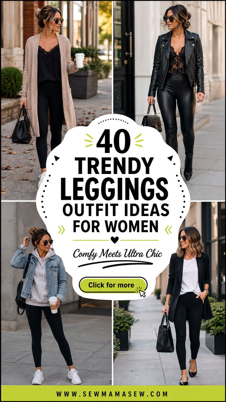 40 Trendy Leggings Outfit Ideas for Women - 40 Trendy Leggings Outfit Ideas for Women
