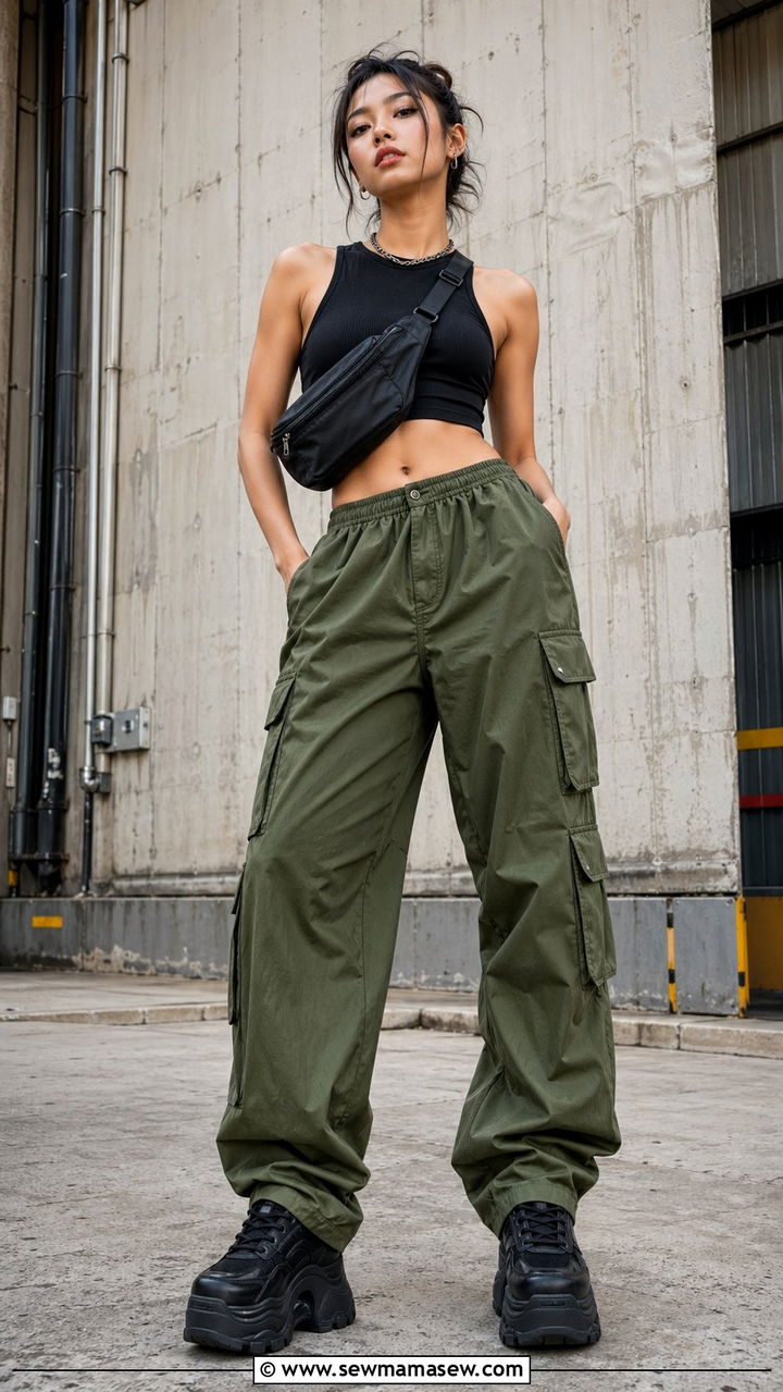 90s Cargo Pants With Cropped Tank - 35 90s outfit ideas for women