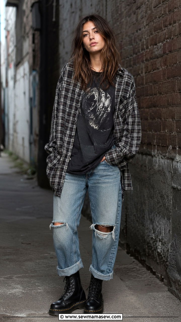 90s Grunge Outfit Flannel And Combat Boots - 25 90s outfits to copy