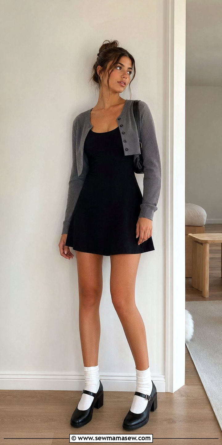 90s Mary Jane Shoes With Ankle Socks And Dress Outfit - 35 90s outfits for women