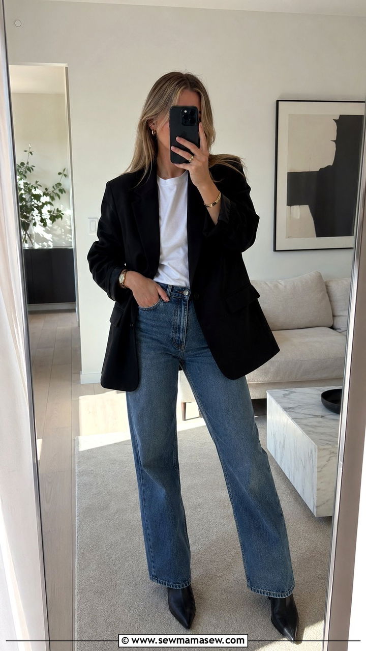 90s Oversized Blazer And Straight Leg Jeans Outfit - 35 90s outfits for women
