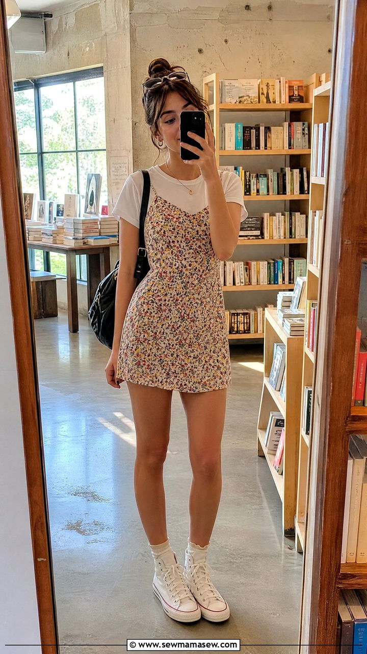 90s Slip Dress Over A White Fitted Tee - 25 spring retro summer outfit ideas