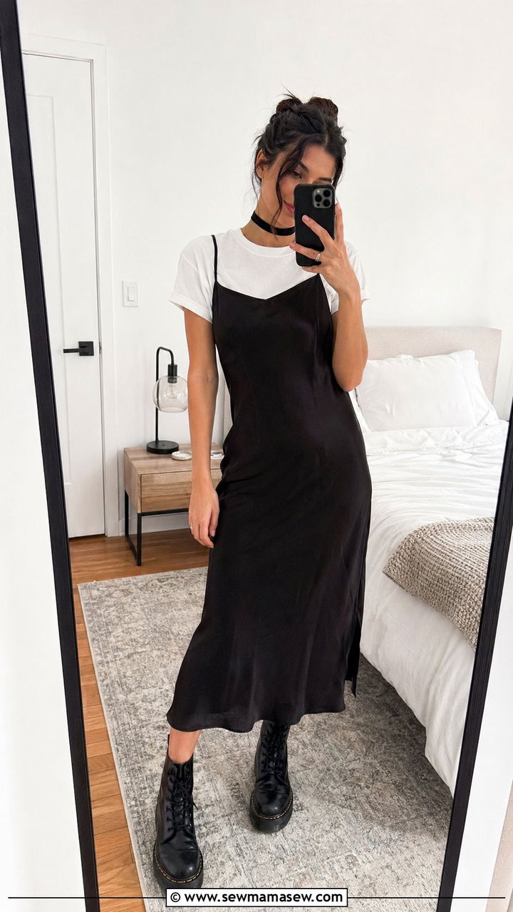 90s Slip Dress With Combat Boots - 35 90s outfit ideas for women