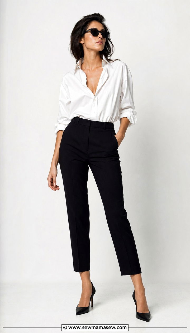 90s White Button Down And Black Trousers Outfit - 35 90s outfits for women