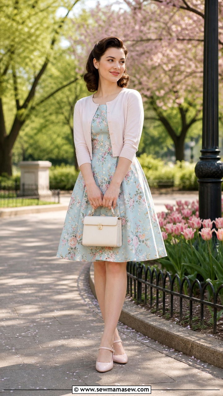 A Line Dress With Cardigan And Mary Janes Outfit - 40 dress outfits