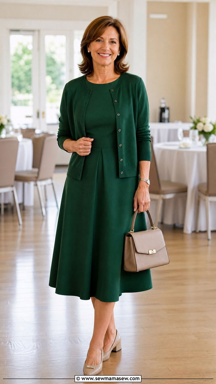 A Line Dress With Low Block Heels - 25 Retirement party outfit ideas