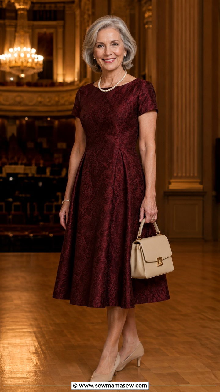 A Line Dress With Low Heel Pumps - 30 Night out outfit ideas women over 60