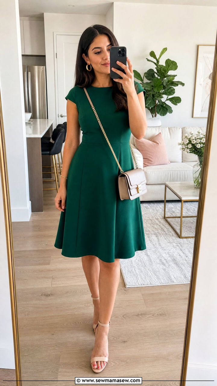A Line Dress with Ankle Strap Heels - 30 outfit ideas for pear shaped body