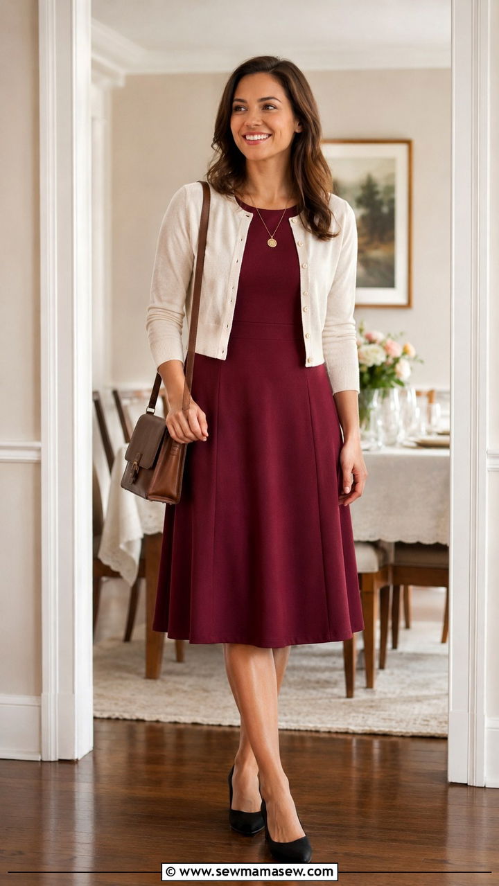 A Line Dress with Cropped Cardigan - 25 Outfit ideas for size 16 hourglass