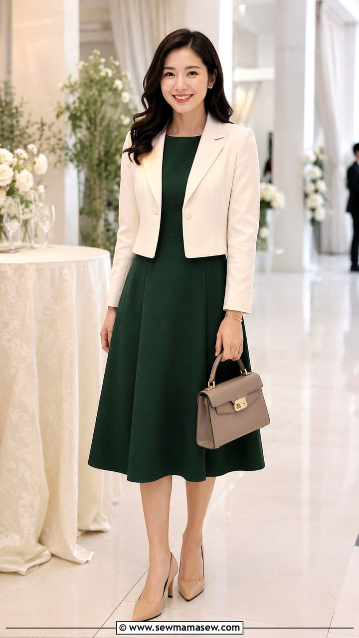 A Line Dress with a Cropped Blazer - 25 Panel discussion outfit ideas