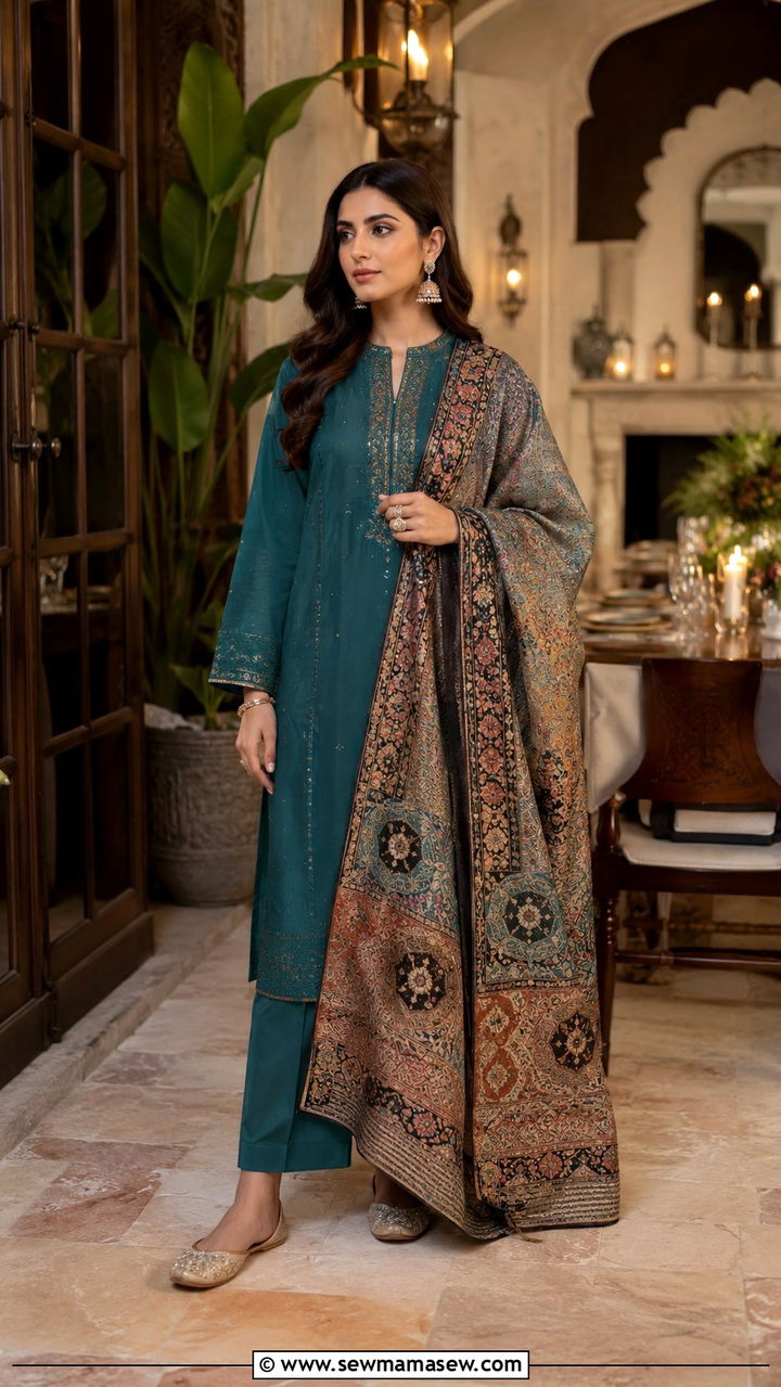 A Line Lawn Shirt with Cigarette Pants - 25 Multan outfit ideas