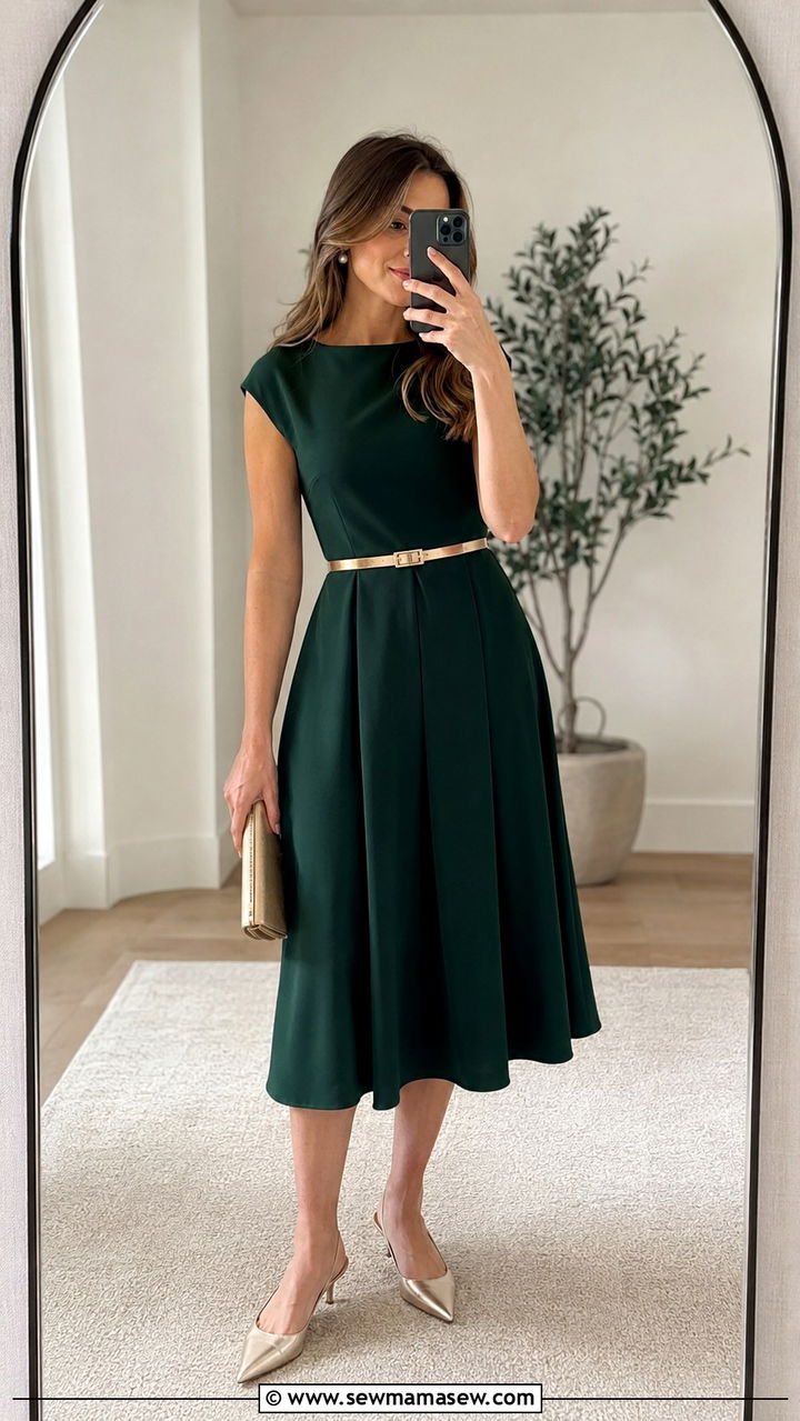 A Line Midi Dress For Wedding Guest - 25 wedding guest outfits for women with tummy
