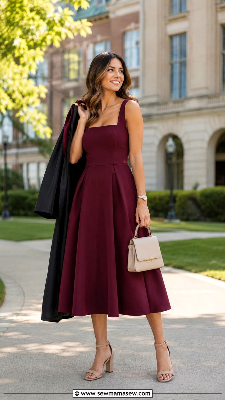 A Line Midi Dress Graduation Outfit - 30 MBA graduation outfit ideas